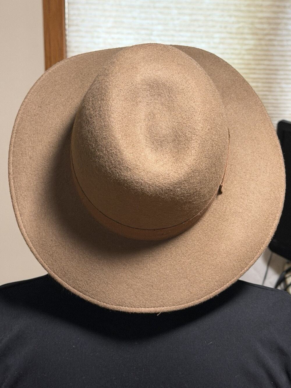 Unisex Brown Solid Wide Brim Fedora Hat Size 6 7/8 Made in Italy
